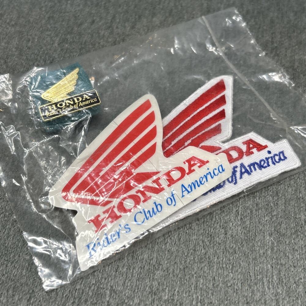 NOS Vintage 90s Honda Riders Club of America Pin Iron on Patch & Sticker Sealed